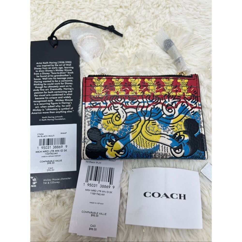 🔥🎁Nwt! Coach Disney Mickey Mouse Keith Haring ID Card Case Limited Edition